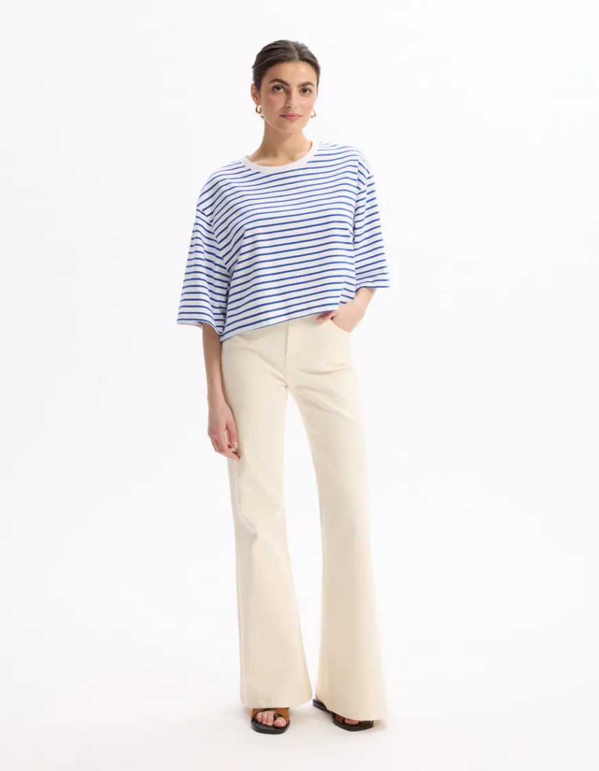 Celio Pantalon patte d'éléphant - beige^Femme Pantalons