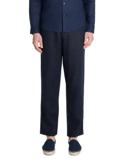Celio Pantalon straight 100% lin - marine^Homme Pantalons En Lin|Pantalons