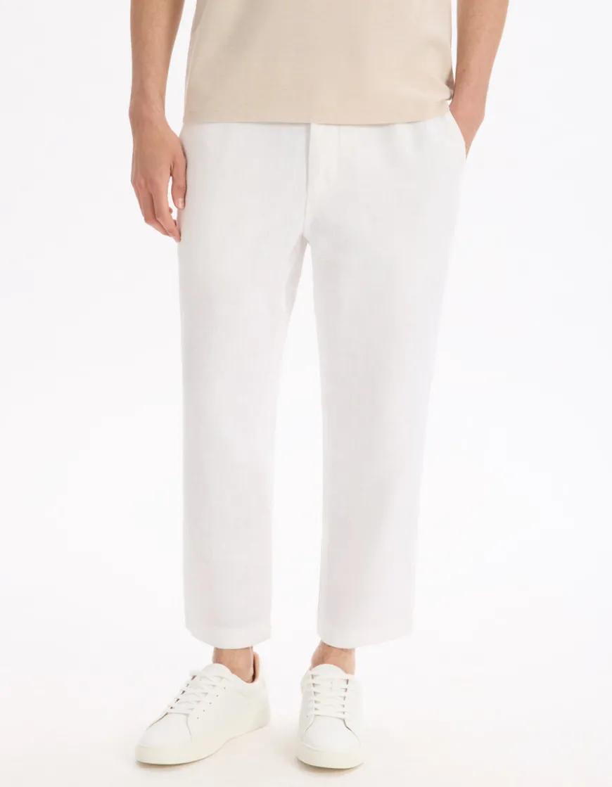 Celio Pantalon straight 100% lin 7/8ème -^Homme Pantalons En Lin|Pantalons