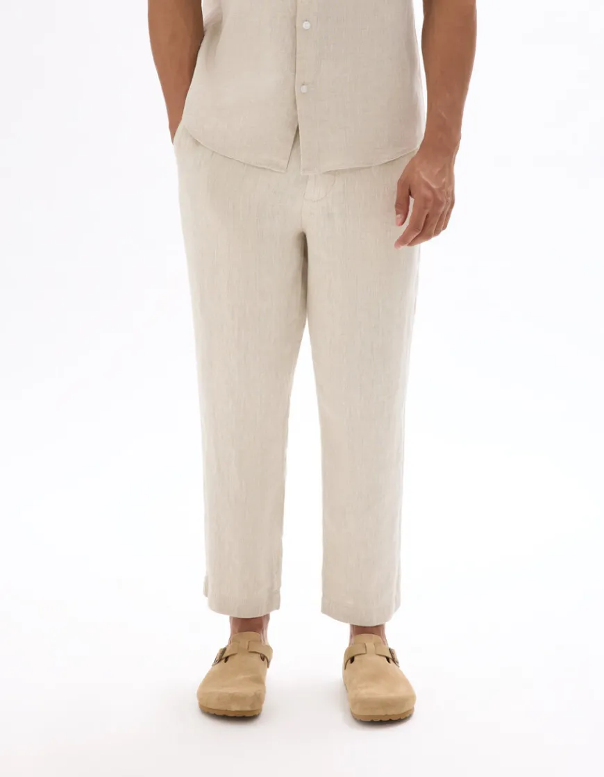 Celio Pantalon straight 100% lin 7/8ème -^Homme Pantalons En Lin|Pantalons
