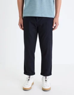 Celio Pantalon straight en lin et coton - marine^Homme Pantalons En Lin|Pantalons