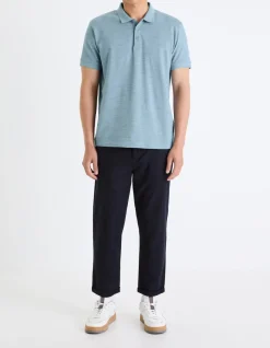 Celio Pantalon straight en lin et coton - marine^Homme Pantalons En Lin|Pantalons