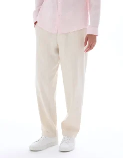 Celio Pantalon straight jacquard - écru^Homme Pantalons En Lin|Pantalons