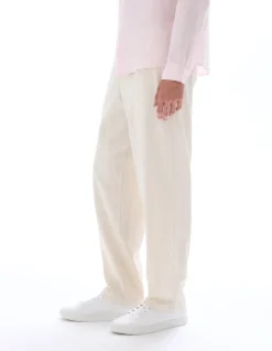 Celio Pantalon straight jacquard - écru^Homme Pantalons En Lin|Pantalons