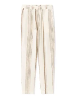 Celio Pantalon straight texturé à rayures - écru^Homme Pantalons|Costumes Casual