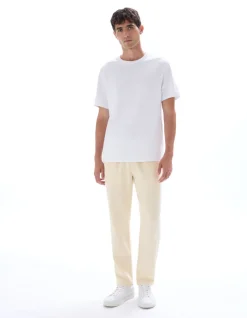 Celio Pantalon straight texturé canvas 100% coton - écru^Homme Pantalons