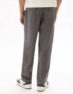 Celio Pantalon uni 100% lin - gris foncé^Homme Pantalons En Lin|Pantalons