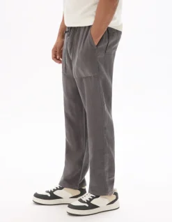 Celio Pantalon uni 100% lin - gris foncé^Homme Pantalons En Lin|Pantalons