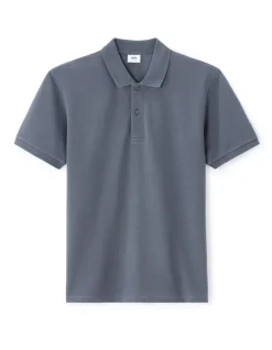 Celio Polo piqué regular 100% coton - bleu gris^Homme Polos