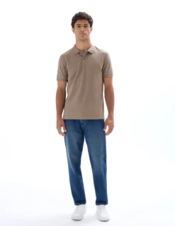 Celio Polo piqué regular 100% coton - taupe^Homme Polos