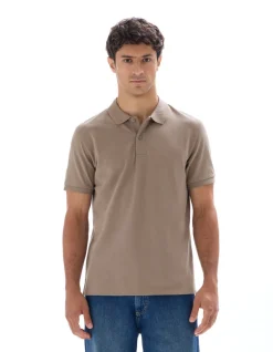 Celio Polo piqué regular 100% coton - taupe^Homme Polos
