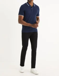 Celio Polo piqué slim en coton stretch - marine^Homme Polos
