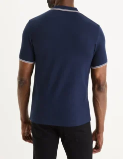 Celio Polo piqué slim en coton stretch - marine^Homme Polos