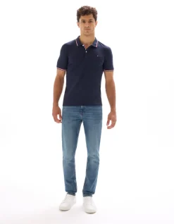 Celio Polo piqué slim en coton stretch - marine^Homme Polos