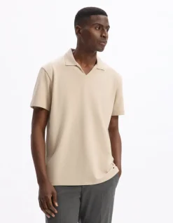 Celio Polo regular col cubain en coton mélangé - sand^Homme Polos