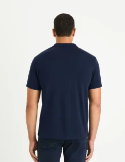 Celio Polo regular col cubain en coton mélangé - marine^Homme Polos