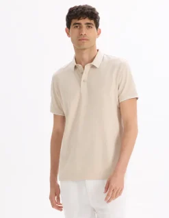 Celio Polo regular coton mélangé - beige^Homme Polos