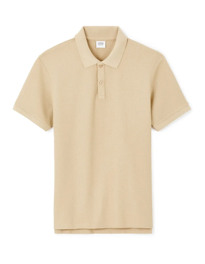 Celio Polo regular en coton stretch - beige^Homme Polos