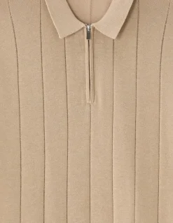 Celio Polo regular en maille col zippé - beige^Homme Polos