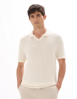 Celio Polo regular en maille côtelé - beige^Homme Polos