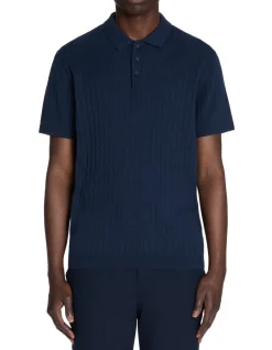 Celio Polo regular en maille texturée coton mélangé - marine^Homme Polos