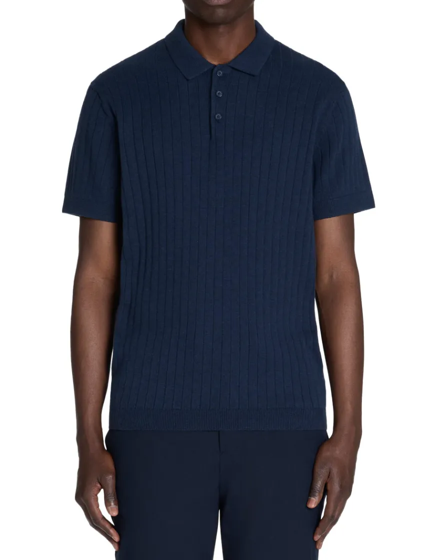Celio Polo regular en maille texturée coton mélangé - marine^Homme Polos