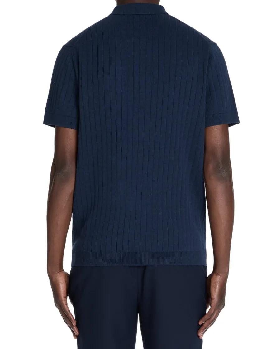 Celio Polo regular en maille texturée coton mélangé - marine^Homme Polos