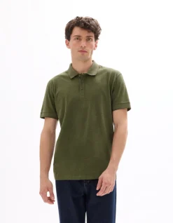 Celio Polo regular jersey en coton stretch - kaki^Homme Polos