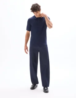 Celio Polo regular maille côtelé - marine^Homme Polos
