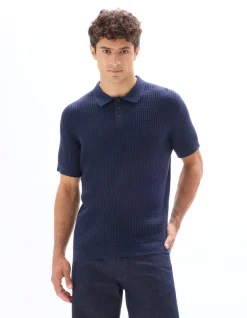 Celio Polo regular maille côtelé - marine^Homme Polos