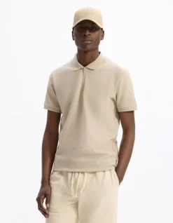 Celio Polo slim coton mélangé - beige^Homme Polos
