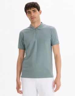 Celio Polo slim coton mélangé - vert^Homme Polos
