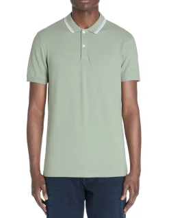 Celio Polo slim coton stretch - gris vert^Homme Polos