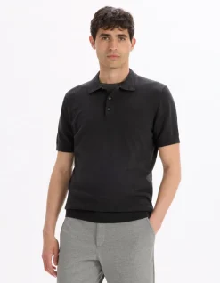Celio Polo slim en maille coton mélangé - noir^Homme Polos