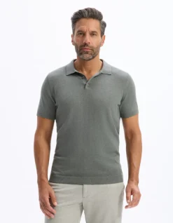 Celio Polo slim en maille coton mélangé - kaki^Homme Polos