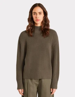 Celio Pull à col montant côtelé - kaki^Femme Pulls