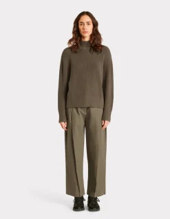 Celio Pull à col montant côtelé - kaki^Femme Pulls