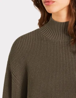 Celio Pull à col montant côtelé - kaki^Femme Pulls