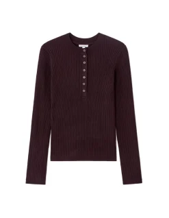 Celio Pull à col rond boutonné - marron^Femme Pulls