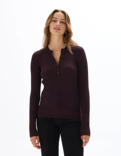 Celio Pull à col rond boutonné - marron^Femme Pulls