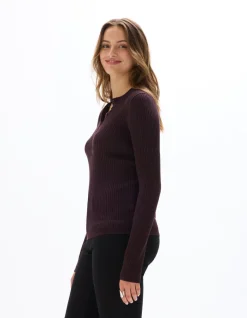Celio Pull à col rond boutonné - marron^Femme Pulls
