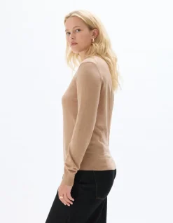 Celio Pull 100% laine mérinos à col rond - beige.^Femme Pulls