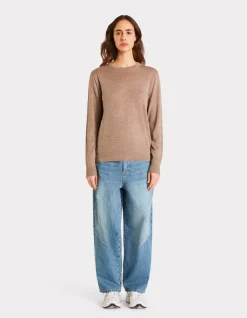 Celio Pull 100% laine mérinos à col rond - taupe^Femme Pulls