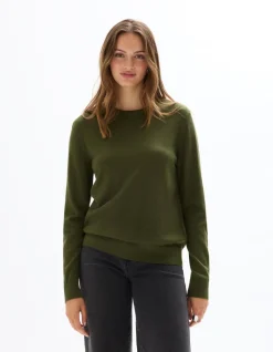 Celio Pull 100% laine mérinos à col rond - vert^Femme Pulls