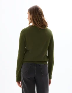 Celio Pull 100% laine mérinos à col rond - vert^Femme Pulls