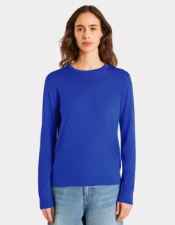 Celio Pull 100% laine mérinos à col rond - bleu^Femme Pulls