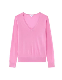 Celio Pull 100% laine mérinos à col V - rose^Femme Pulls