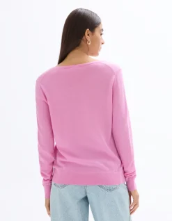 Celio Pull 100% laine mérinos à col V - rose^Femme Pulls