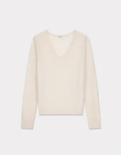 Celio Pull 100% laine mérinos à col V - écru^Femme Pulls