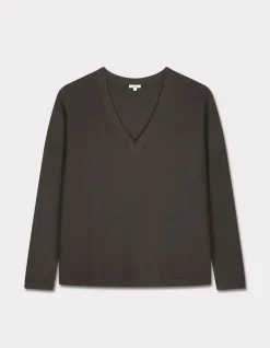 Celio Pull ample col V en viscose Ecovero - gris^Femme Pulls